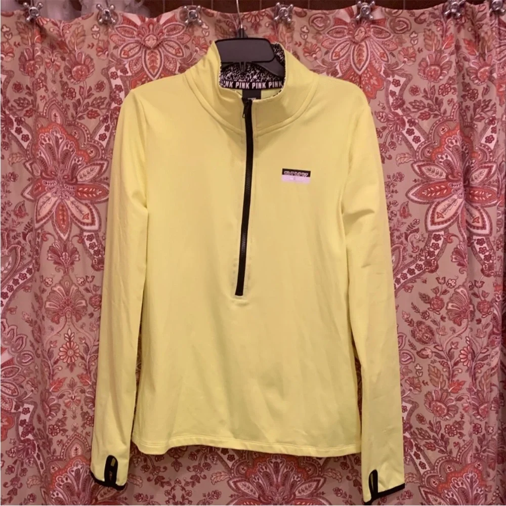 {PINK VICTORIAS SECRET} Workout Quarter ZIP NWT - Picture 4 of 6